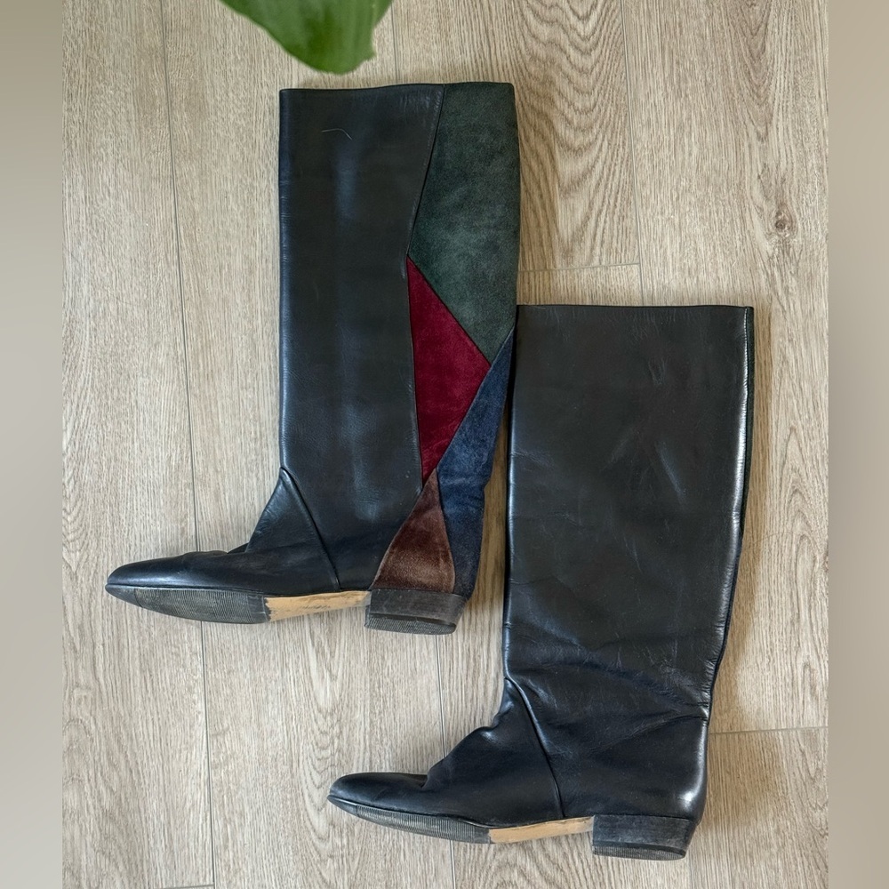 VTG. Made in Italy Women’s Leather & Suede Boots/One of a Kind Patchwork